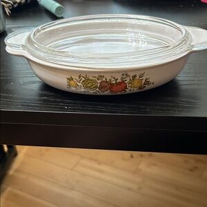 Glass Casserole Dish with Floral Design